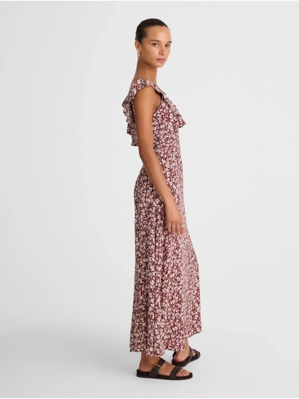 NWOT! MADEWELL Ruffled Scoopneck Maxi Dress Emma Floral Burgundy Size 4 🌸 - Picture 13 of 15